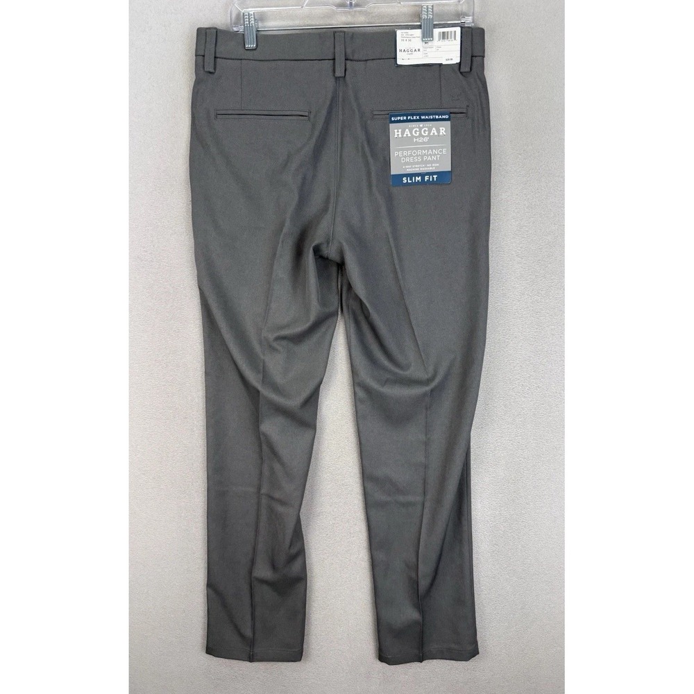 Hagger H26 Men's 32x30 Gray 4 Way Stretch Slim Fit Performance Dress Pants NWT - Picture 2 of 9